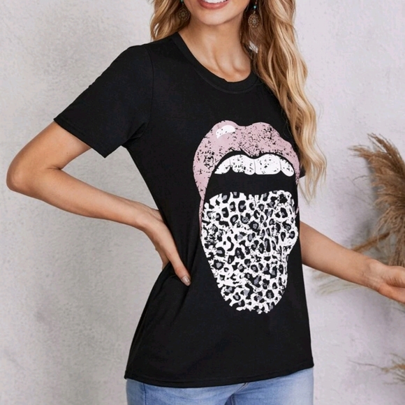 Leopard Print Tongue T-Shirt - Picture 3 of 5